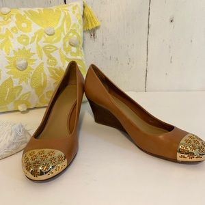 Tory Burch Cap toe wedges